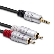 Qoltec 52341 cable de audio 3 m 2 x RCA 3,5mm Negro - Nuevo