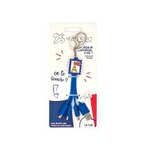 Cable Andy USB A / microUSB & USB C & Lightning 2.1A 15cm Formato Llavero FastCharge 10.5W Timbre Azul Yello Koko - Nuevo