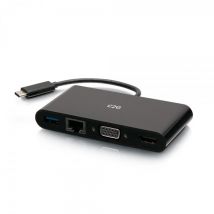 C2G Adaptateur multiport USB-C vers HDMI , VGA, USB-A, et RJ45 - 4K 30 Hz - Noir
