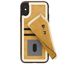 Zizo Funda tipo cartera para iPhone X con bolsillo con cremallera y protector de pantalla Marrón claro - Nuevo
