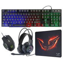 WE Gamium bundle 4-en-1 pour PC Casque micro + clavier + souris + tapis de souris