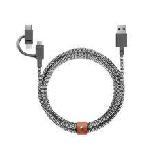 Native Union Belt Cavo USB 2.0 2 m USB A USB C/Micro-USB B/Lightning Nero, Bianco - Nuovo