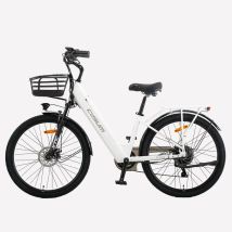 Bicicleta Eléctrico X-City | Velocidad Máx 25 km/h | Autonomía 80 km | Motor 250W | Batería 48V 10.4Ah | Neumáticos de 26 Pulgadas | Blanco - Nuevo