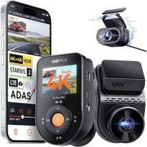 Vantrue S1 Pro Max dashcam avant et arrière 4K+4K (2160P+2160P), double caméra embarquée avec vision nocturne Starvis2 HDR PlatePix, WiFi 5 GHz, GPS, 