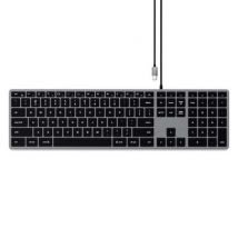 Clavier Slim W3 Filaire USB-C Rétroéclairé QWERTY avec Pavé Numérique Gris