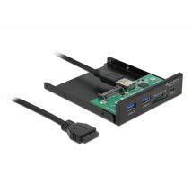DeLOCK Panneau frontal 3.5? USB 5 Gbps, 1 USB Type-C + 2 USB Type-A + fente SD et Micro SD