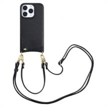 Selencia Coque de télephone Nova avec cordon et porte-cartes pour Apple iPhone 16 Pro - Noir