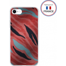 Coque pour iPhone SE 2022 / SE / 8 / 7 / 6S / 6 Hybride résine Miroir Tigre rose - Fabriqué en France Bigben