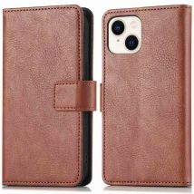 imoshion Étui de télephone portefeuille de luxe pour Apple iPhone 15 Plus - Marron