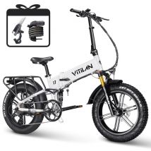 VITILAN i7 Pro 3.0 Vélo électrique pour adultes 750 W 48 V 20 Ah Batterie amovible, vélo électrique pliable à suspension complète avec frein 