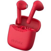 Defunc True Lite Red - Auricolare wireless Bluetooth 5.3 Hi-FI con suono stereo, controllo tattile, microfono incorporato, 20 ore di riproduzione, 