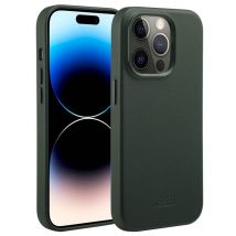 Accezz Coque arrière en cuir avec MagSafe pour Apple iPhone 14 Pro - Cedar Green
