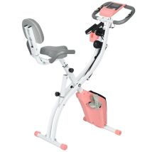 Vélo d'appartement pliable HOMCOM, 8 niveaux de résistance magnétique, capteurs de fréquence cardiaque intégrés - Blanc
