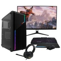 PC Gamer Complet Neon-X - AMD Ryzen 5-5600G, Radeon Vega 7, 16Go RAM, 1To SSD, FDOS, Moniteur 27 QHD HDR, clavier (QWERTY) + casque + écouteurs + 