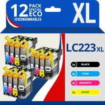 Paquete compatible BROTHER LC-223, 12 cartuchos - Nuevo