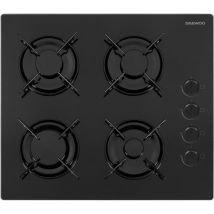 Plaque de cuisson a gaz - DAEWOO - 4 foyers - 60 cm - BH6GKR40BNL - Noir