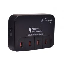 Cargador de red USB universal con 4 puertos ultrarrápidos, incluidos 2 puertos Quick Charge 2.0 Negro - Nuevo