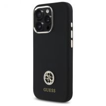 Étui Guess pour iPhone 16 Pro 6.3 noir étui rigide Silicone Logo Strass 4G
