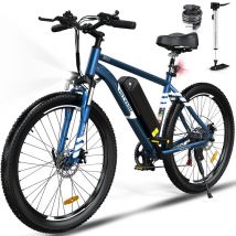 Vélo électrique VAE, VTT électrique, 26 x 3.0 Ville E-Bike, Batterie au Lithium Amovible7 Vitesses Bleu