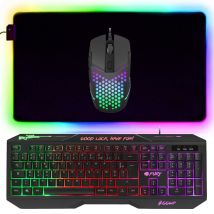 Battle Royale 3 en 1 Gamer Pack Teclado Alfombrilla Ratón Retroiluminación RGB - Nuevo