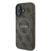 Étui Guess pour iPhone 16 Plus 6.7 marron étui rigide 4G Ring Classic Logo MagSafe