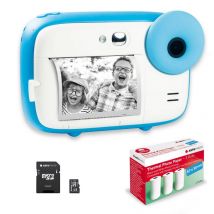 AGFA PHOTO Pack Realikids Instant Cam + 1 carte Micro SD 32GB + 3 rouleaux Papier Thermique ATP3WH - Appareil Photo Instantané Enfant, Ecran LCD 2,4',