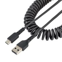 StarTech.com Cable de 1m de Carga USB A a USB C, Cable USB Tipo C Rizado de Carga Rápida y Servicio Pesado, Cable USB 2.0 A a USBC, de Fibra de 