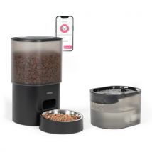 Distributeur de croquettes et fontaine pour chat et petit chien