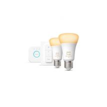 Kit de inicio para bombilla LED PHILIPS Hue White connected - 10,5 W - Juego de 2 E27 con mando a distancia Hue - Nuevo