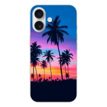 Coque en silicone - Compatible pour Apple iPhone 17 - design palmiers colores