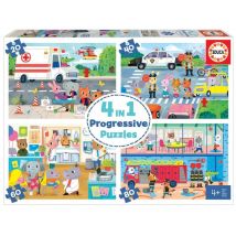 Puzzles progresivos 4 en 1 : Héroes en acción para niños de 4 a 6 años - Nuevo