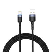 Câble de données Tellur, USB vers Lightning, LED, nylon tressé, 1,2 m, noir