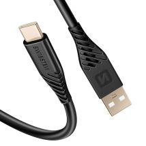 Swissten Cable USB a USB-C 60W Silicona Antienredos Negro - Nuevo