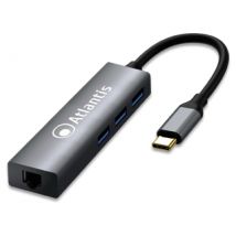 Atlantis Land A04-TC_LAN+HB station d'accueil USB 3.2 Gen 1 (3.1 Gen 1) Type-C Noir