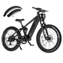 VITILAN T7 Pro Vélo de montagne électrique tout suspendu 26 pouces Fat Tire Ebike, batterie amovible 52V 20AH Suspension complète-Noir