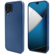 Moozy Lifestyle. Coque conçue pour Samsung A12, bleu nuit – Coque légère en silicone liquide avec finition mate et doublure en microfibre douce, coque