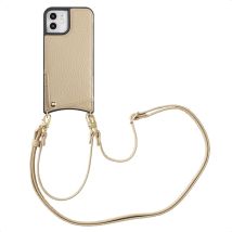 Selencia Coque de télephone Nova avec cordon et porte-cartes pour Apple iPhone 12 (Pro) - Beige