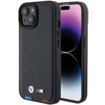 Funda BMW para iPhone 15 6.1 negro Cuero Sello Tricolor - Nuevo