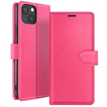 Étui Portefeuille pour iPhone 13 Support et Languette Magnétique Fuchsia