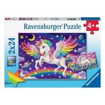 Juego de puzzle de unicornio y pegaso - 2 puzzles de 24 piezas para niños - Nuevo