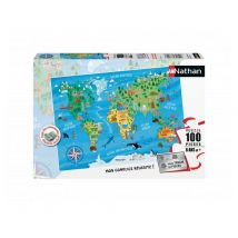Puzzle educativo de 100 piezas: Mapa de los monumentos del mundo para niños - Nuevo