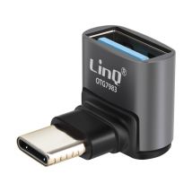 Adaptateur de Charge et Transfert USB-C Mâle vers USB-A Femelle 10Gbps Coudé Gris