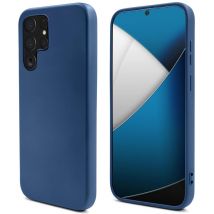 Moozy Lifestyle. Coque en silicone pour Samsung S22 Ultra, bleu nuit – Coque légère en silicone liquide avec finition mate et doublure en microfibre 