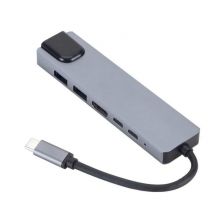 eSTUFF ES623012 replicatore di porte e docking station per laptop USB 3.2 Gen 1 [3.1 Gen 1] Type-C Grigio (USB-C 6-in-1 Mobile Hub - 3.2 Gen 1 [3.1 