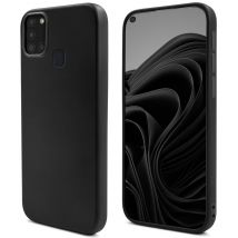 Estilo de vida Moozy. Funda diseñada para Samsung A21s, negra - Funda de silicona líquida con acabado mate y suave forro de microfibra. - Nuevo