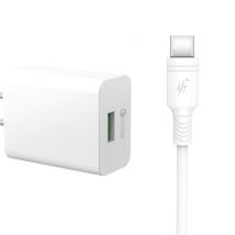 DCO U18 Prise USB 18W Chargeur Adaptatif Rapide + Câble USB-C 1m Samsung Xiaomi Huawei Oppo Blanc