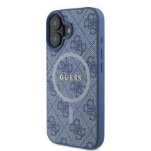 Étui Guess pour iPhone 16 6.1 bleu étui rigide 4G Ring Classic Logo MagSafe