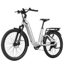 Bicicleta eléctrica TTGO E-SUVO de 27,5 , batería de 48 V y 15 Ah, Shimano de 7 velocidades, frenos de disco hidráulicos - Plata - Nuevo