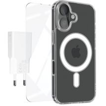 Coque MagSafe pour iPhone 16 avec Verre Trempé Écran et Caméra Blanc
