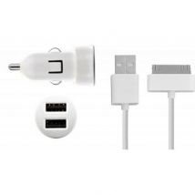 Blueway Cargador de mechero mini 2A con conexión Apple de 30 pines Blanco / Negro - Nuevo